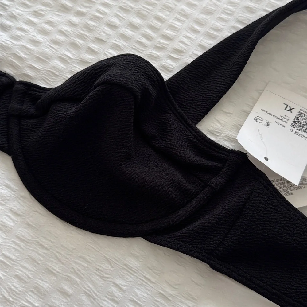 NWT Forever 21 black underwire bikini top size XL